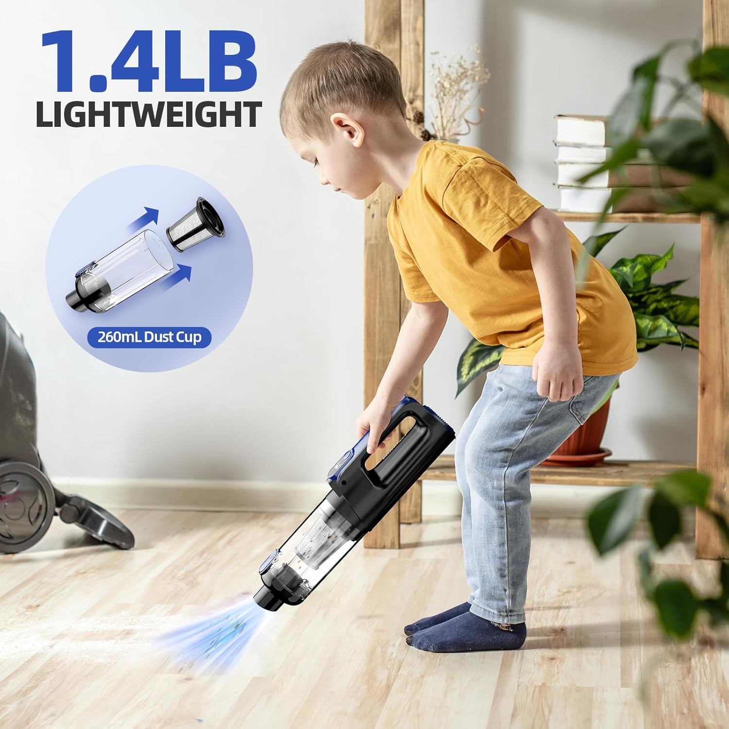 Car Vacuum Portable Cordless, 18000Pa 2 in 1 Vacuum Cleaner&Air Duster, 130W Brushless Motor Handheld Vacuum Cordless with 7800Mah Battery, LED Light, Multi-Nozzles for Car, Home, Office, Pet